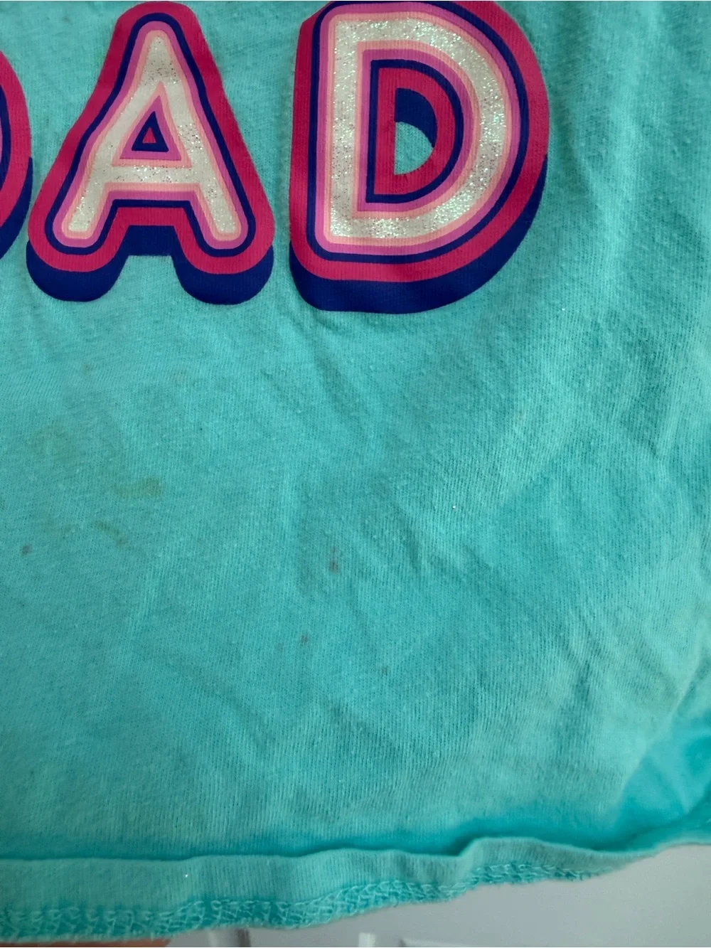 The Children's Place Girls 4 Turquoise Short-Sleeve Shirt Top Blouse Love My Dad